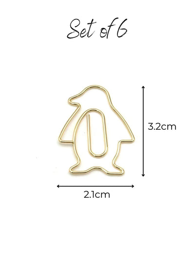 Penguin Paperclips for Bird and Animal Lovers - Gold