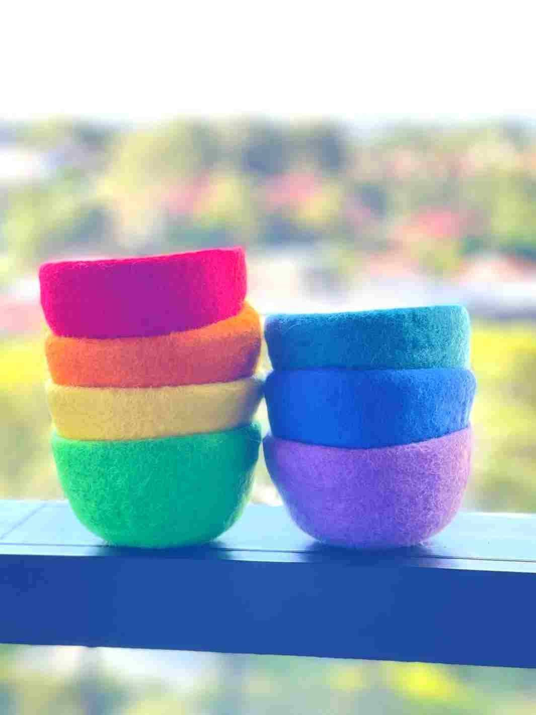 Educational Kid Toys | Felt Stacking Bowls - Set of 7 (Rainbow) | Felt Bowls | Rainbow 🌈 Colours |🌈 | Eco Dog & Cat 
