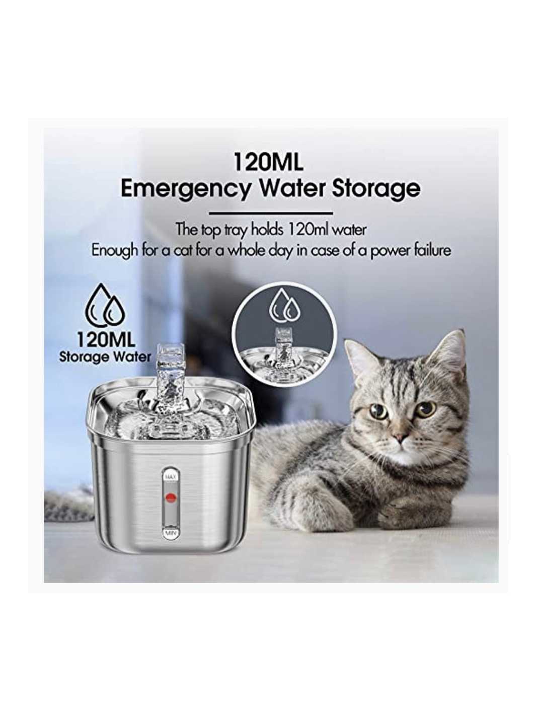 Stainless Steel Ultra Quiet Cat Water Fountain (2.2 L)