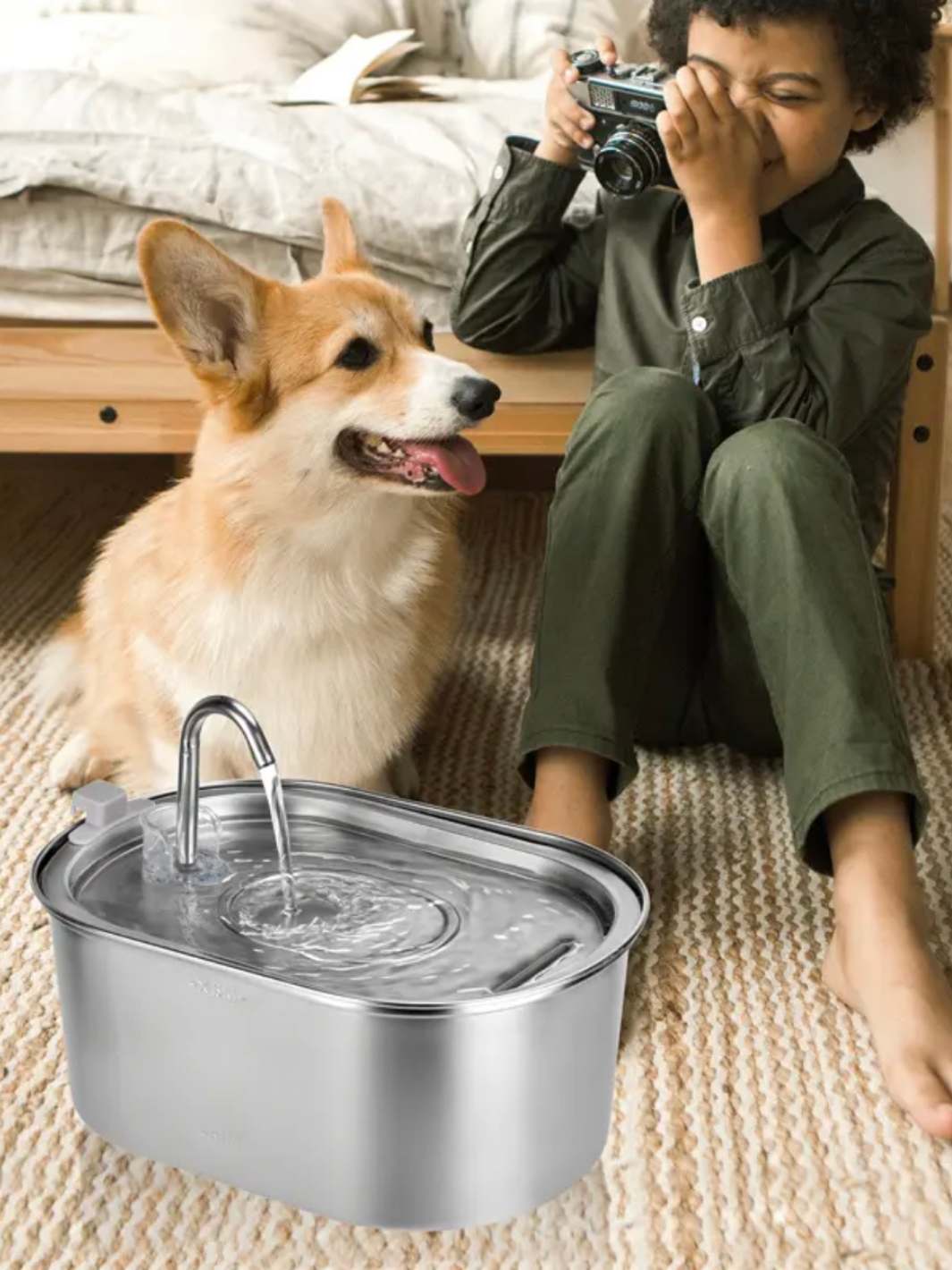 Stainless Steel Large Capacity Cat Water Fountain (3.2 L)