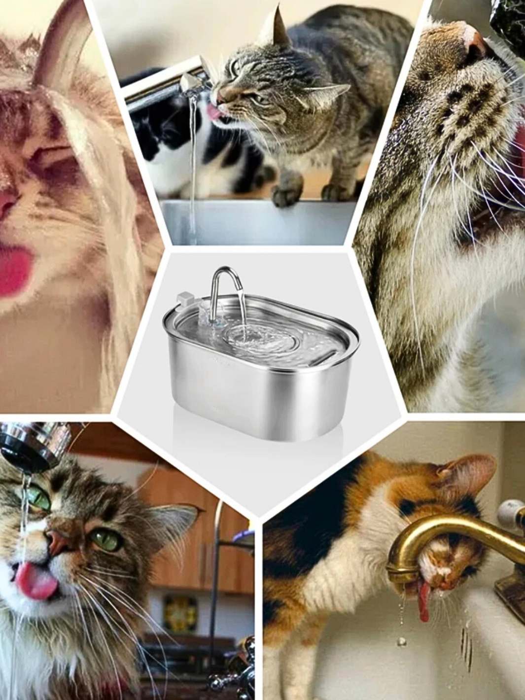 Stainless Steel Large Capacity Cat Water Fountain (3.2 L)