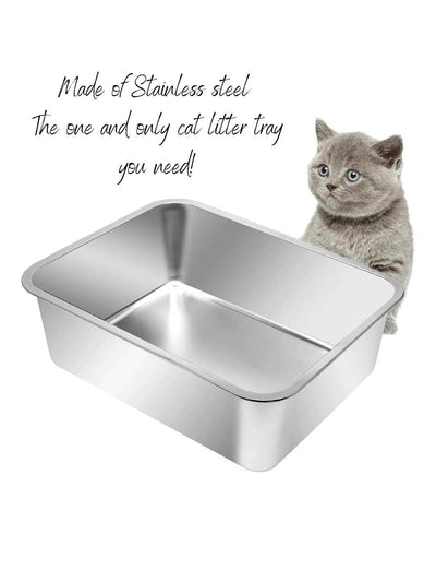 Stainless Steel Cat Litter Tray - Suitable for all Cats and Kittens