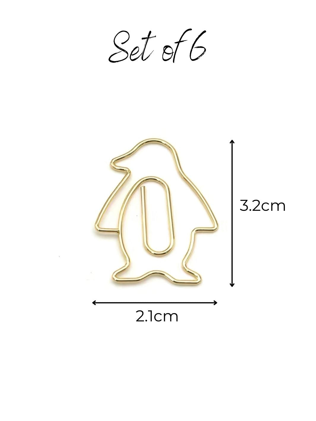 Penguin Paperclips for Bird and Animal Lovers - Gold