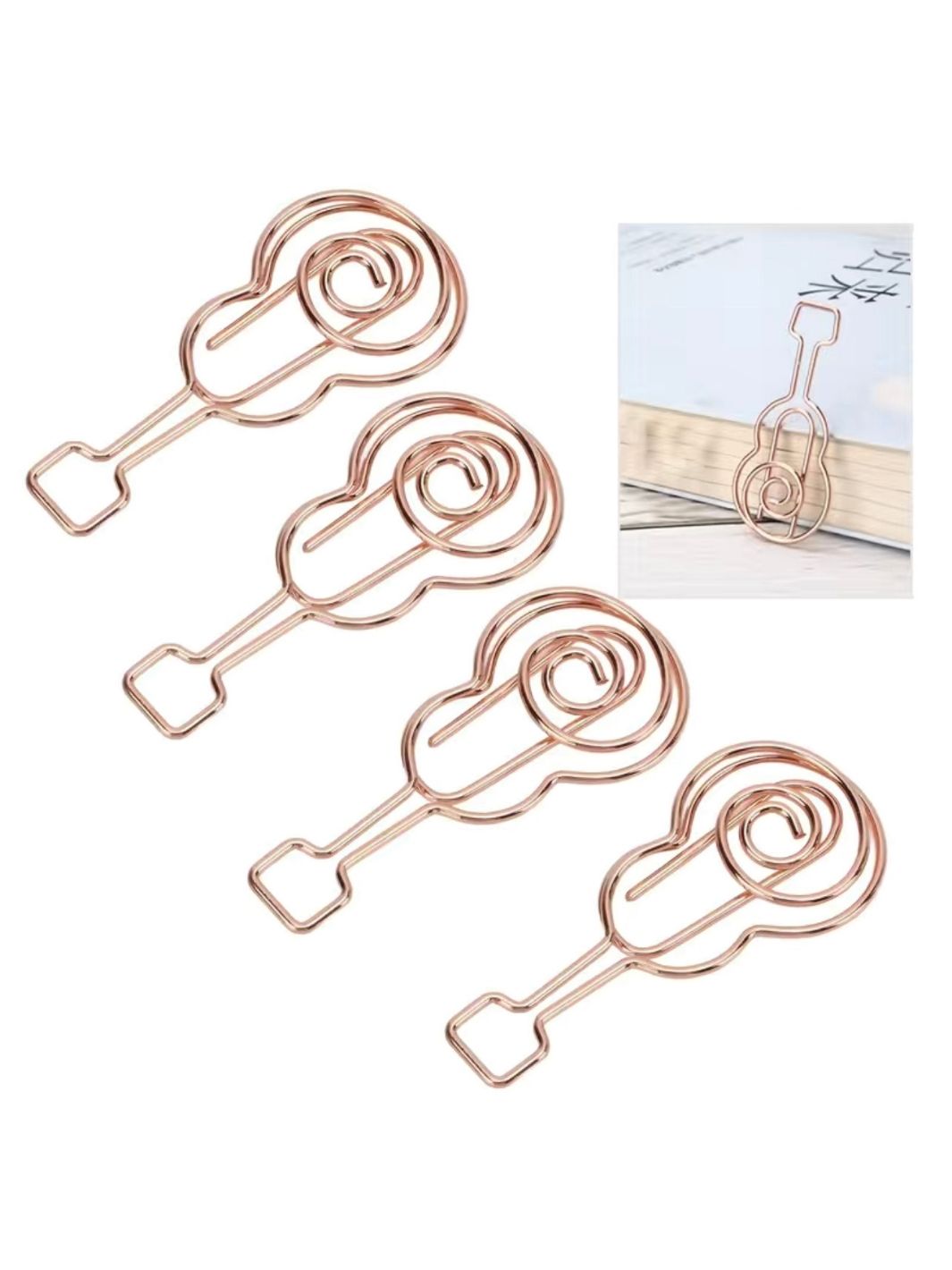 Guitar Paperclips for Music Lovers - Rose Gold