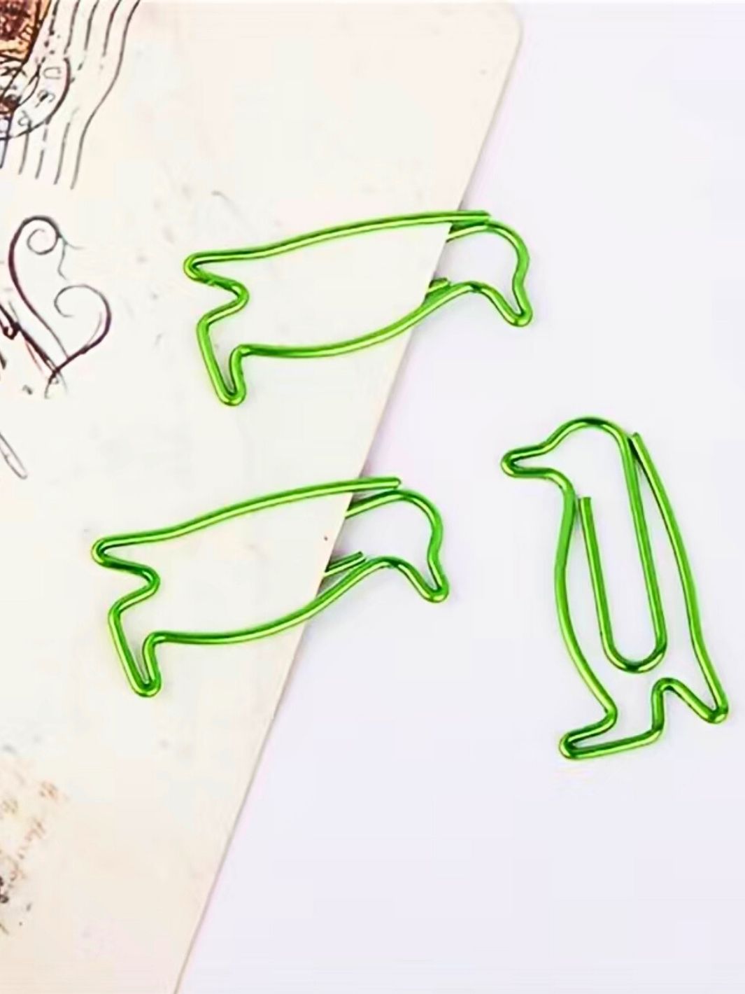 Penguin Paperclips for Bird and Animal Lovers - Green