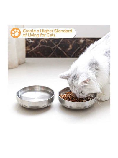 Stainless Steel Cat Bowl (Shallow and Wide) - Set of 2