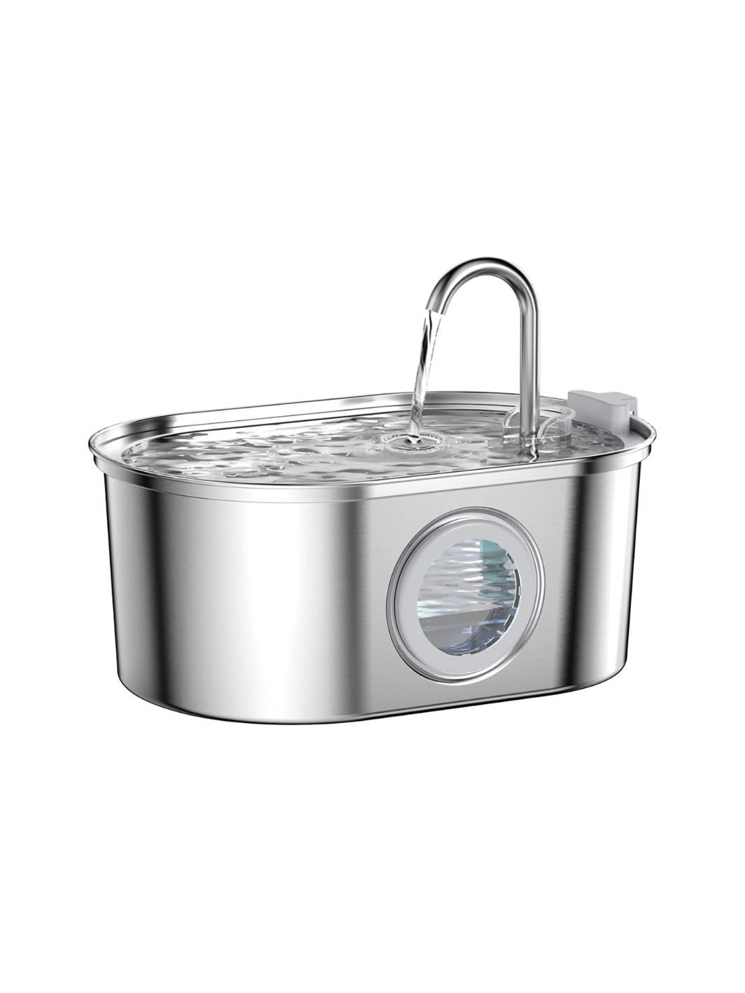 Stainless Steel Cat Water Fountain with Water Level Window (3.2 L)