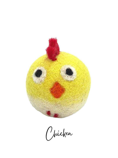 Eco Cat Toys | Cat Ball Toys | Eco Cat Ball Toys - Farmyard Mates (Set of 6) | Handmade Cat Toys | Chicken | Eco Dog & Cat 