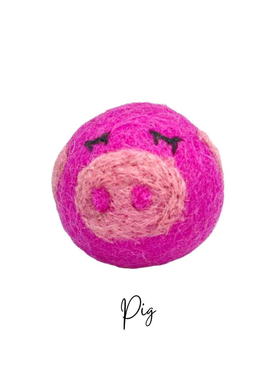 Eco Cat Toys | Cat Ball Toys | Eco Cat Ball Toys - Farmyard Mates (Set of 6) | Handmade Cat Toys | Pig | Eco Dog & Cat 