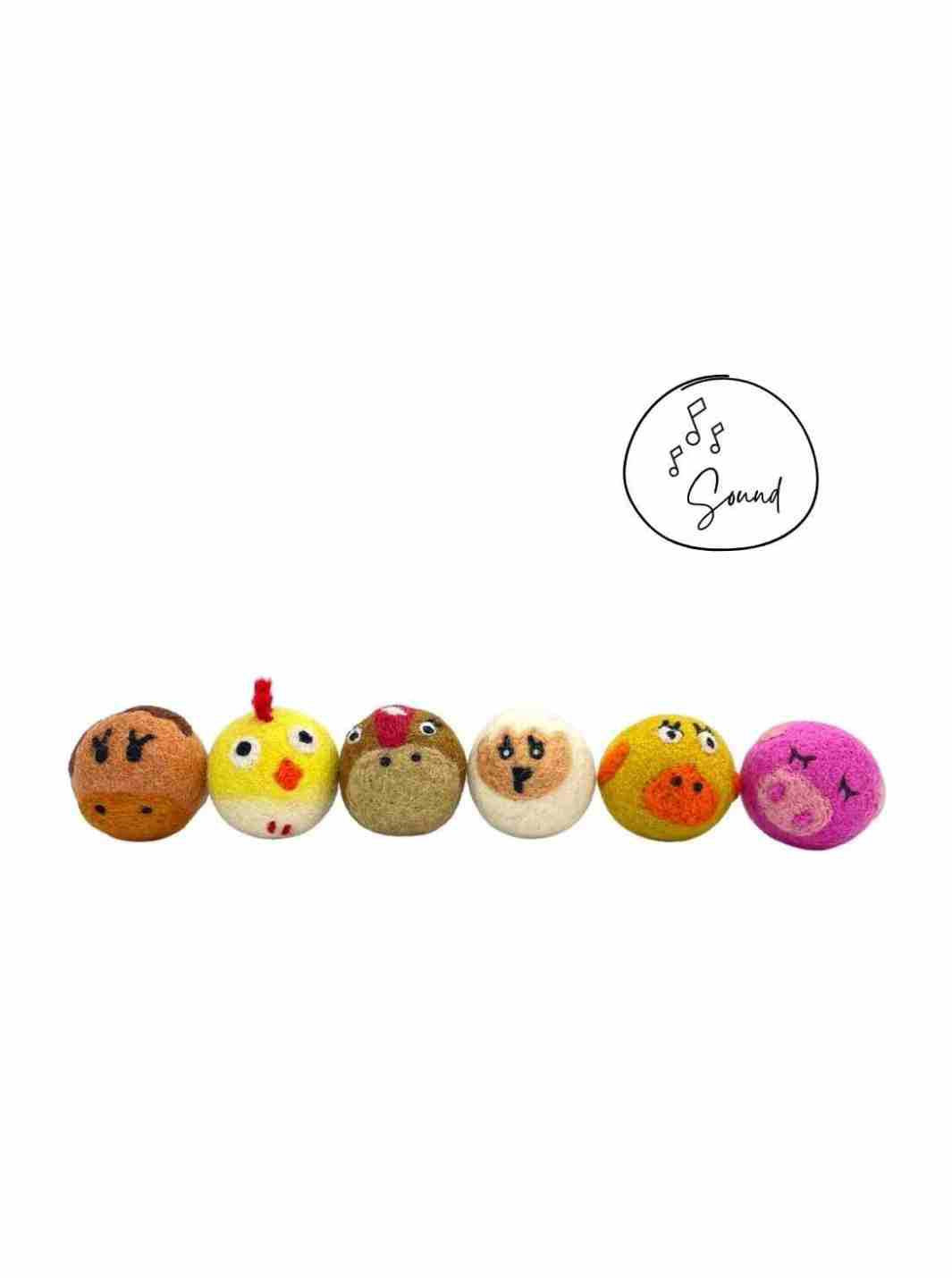 Eco Cat Toys | Cat Ball Toys | Eco Cat Ball Toys - Farmyard Mates (Set of 6) | Handmade Cat Toys | Eco Dog & Cat 