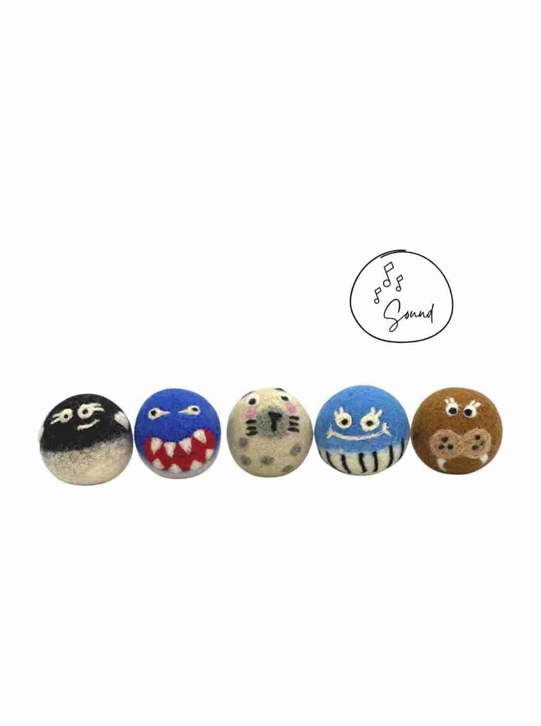 Eco Cat Toys | Cat Ball Toys | Eco Cat Ball Toys - Marine Mates (Set of 5) | Handmade Cat Toys | Eco Dog & Cat 