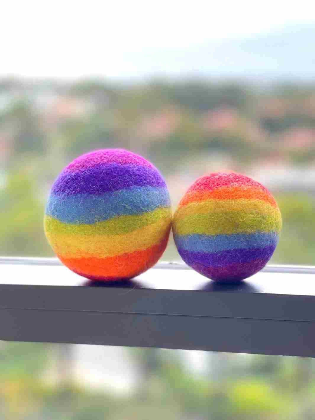 Eco Gift Set | Eco Gift | Gift for Her | Felt Bowls and Balls (Rainbow) - Gift Set | Felt Stacking Bowls | Felt Sensory Balls | Eco Dog & Cat