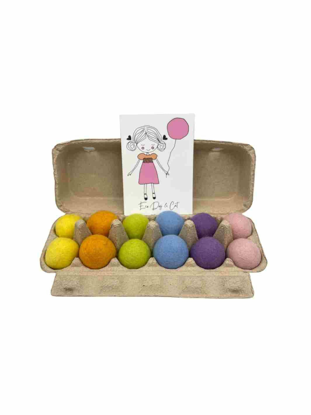 Educational Kid Toys | Felt Balls | Felt Sensory Balls - 4 cm x 12 (Muted Rainbow) | Eco Dog & Cat