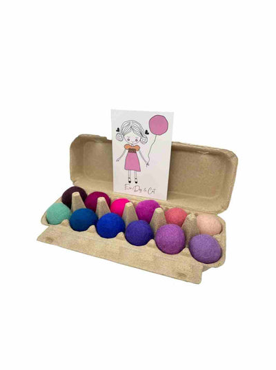 Educational Kid Toys | Felt Balls | Felt Sensory Balls - 4 cm x 12 (Purple Oasis) | Eco Dog & Cat