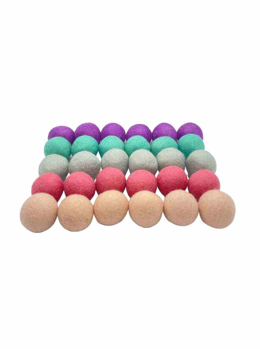 Educational Kid Toys | Felt Balls | Felt Sensory Balls - 4 cm x 30 (Pastel) | Eco Dog & Cat