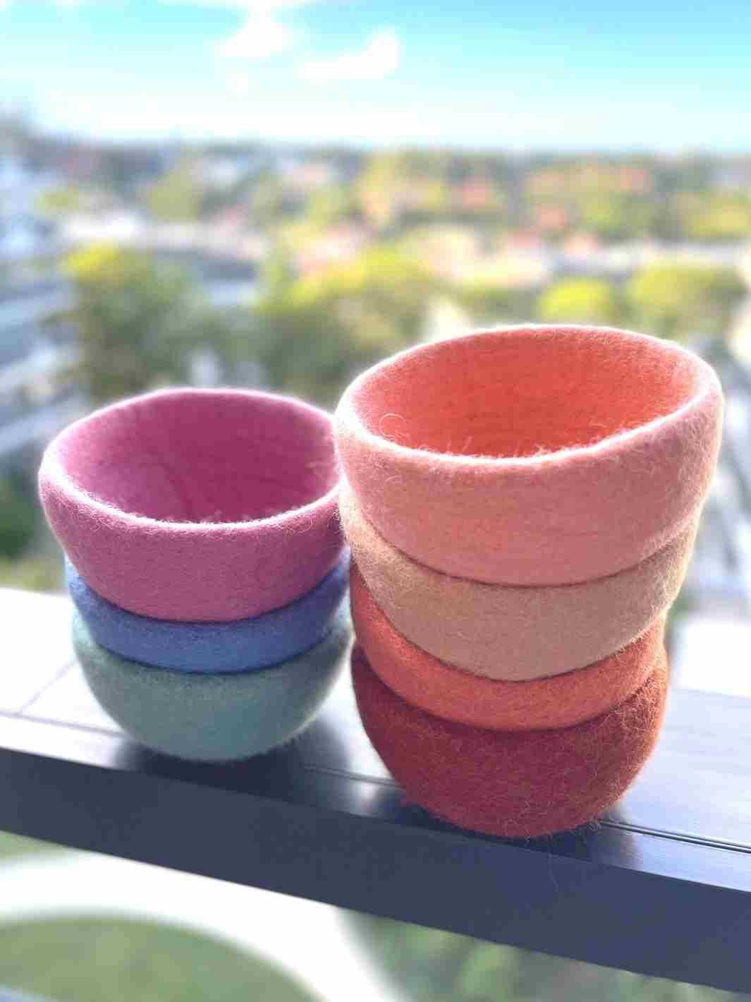 Eco Gift Set | Eco Gift | Gift Set | Educational Kid Toys | Eco Kid Ball | Felt Sensory Balls and Felt Stacking Bowls (Boho Gift Box) | Felt Stacking Bowls | Felt Bowls | Boho Chic | Earth Colours | Eco Dog & Cat