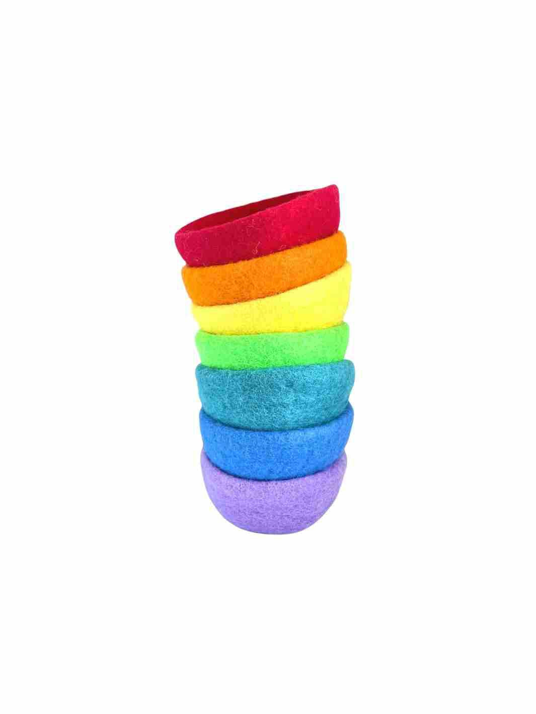 Educational Kid Toys | Felt Stacking Bowls - Set of 7 (Rainbow) | Felt Bowls | Rainbow 🌈 Colours |🌈 | Eco Dog & Cat 