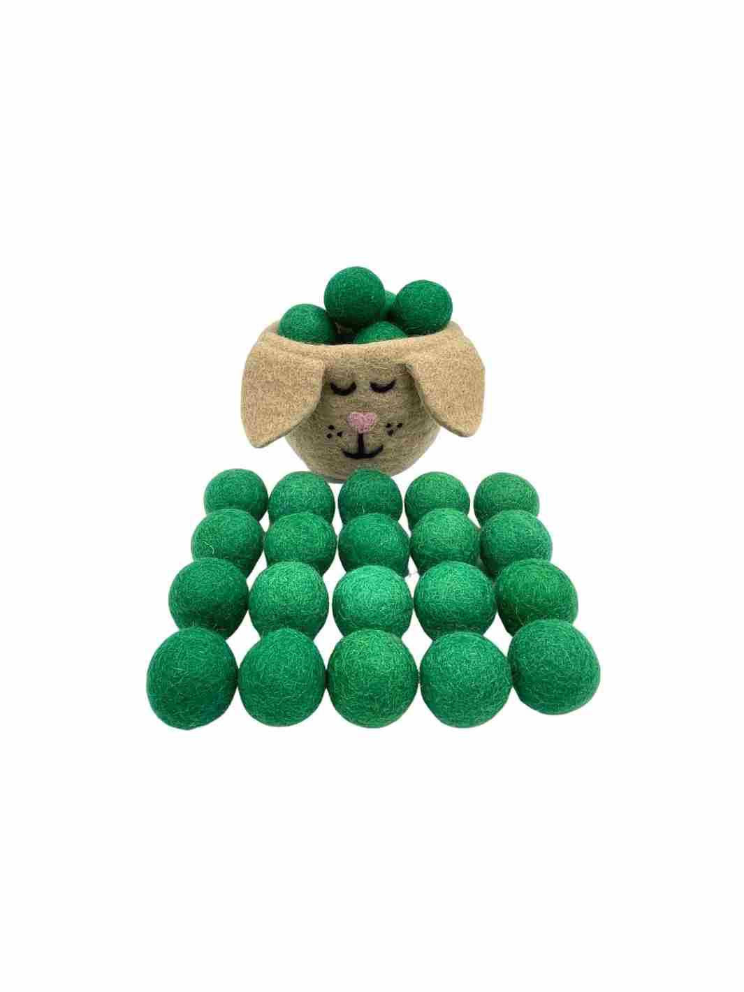 Eco-Friendly Craft Supplies | Wool Felt Balls - 2.5 cm (Green) | Eco Dog & Cat 