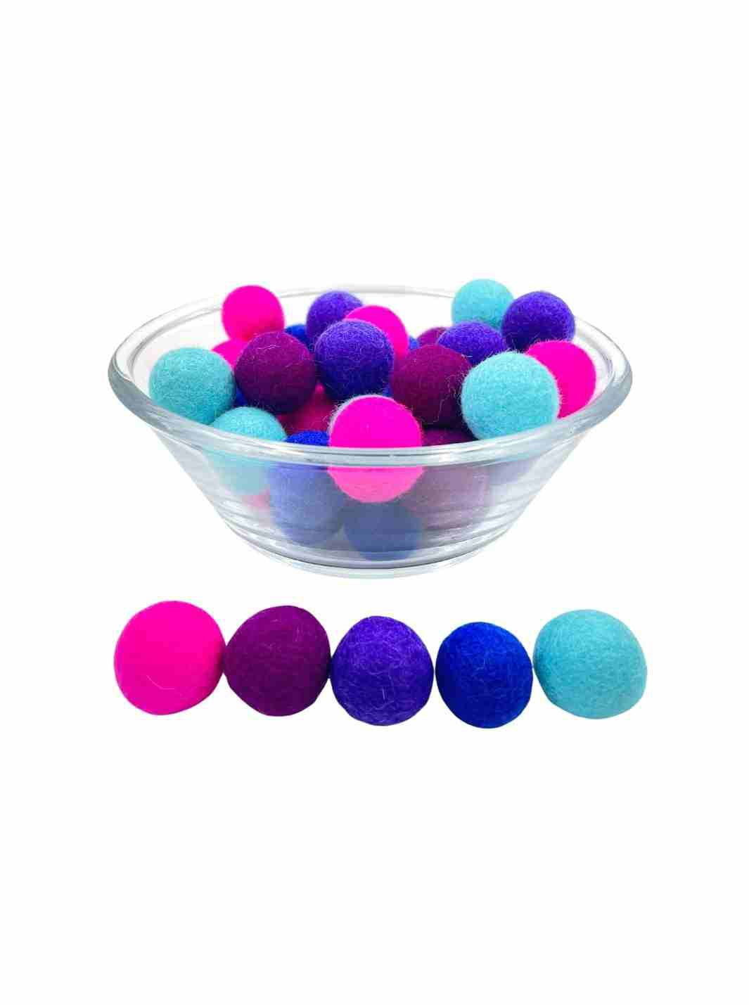 Eco-Friendly Craft Supplies | Wool Felt Balls - 2.5 cm (Pop) - Set of 50 | Eco Dog & Cat 