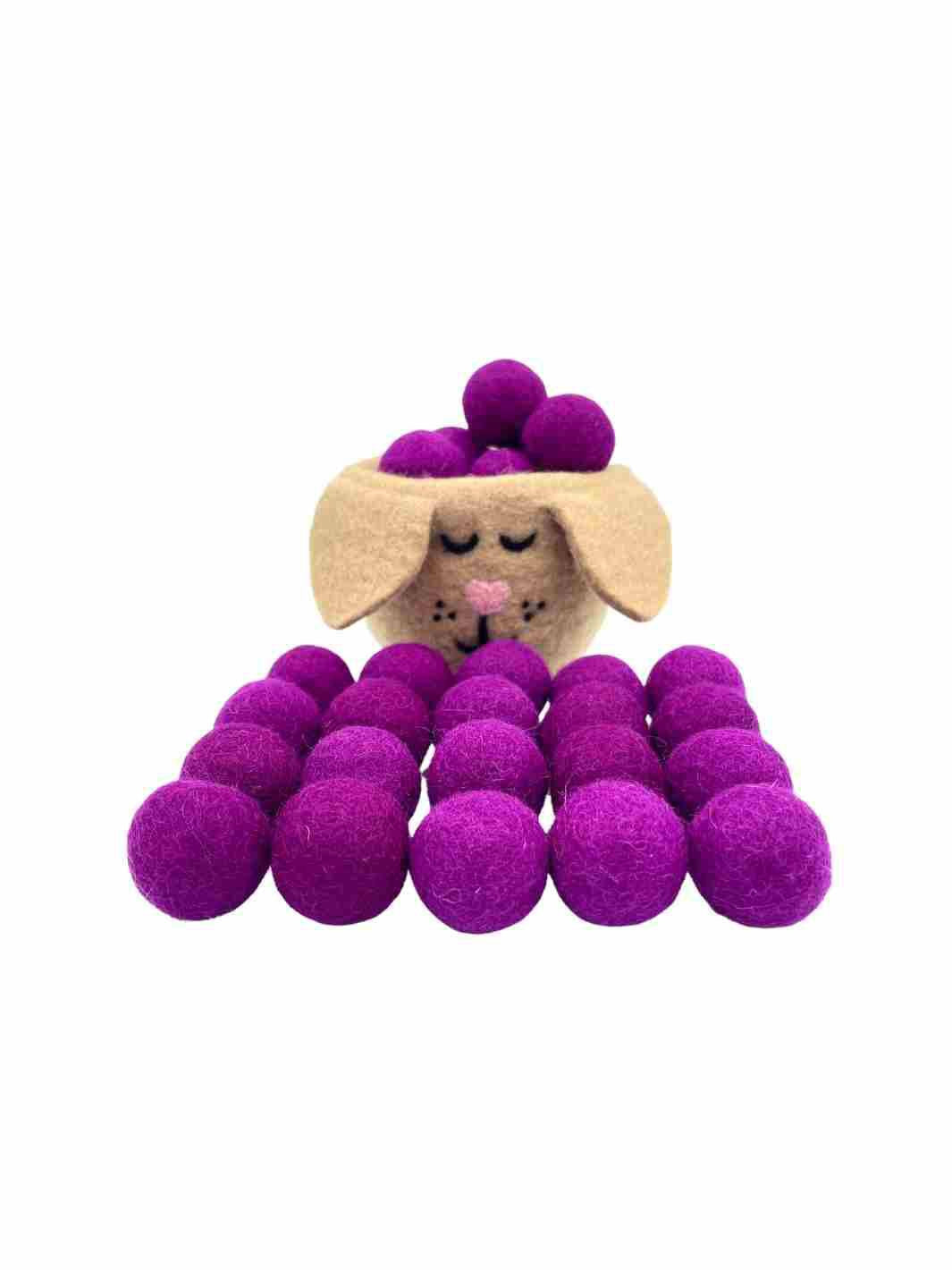 Eco-Friendly Craft Supplies | Wool Felt Balls - 2.5 cm (Purple) | Eco Dog & Cat 
