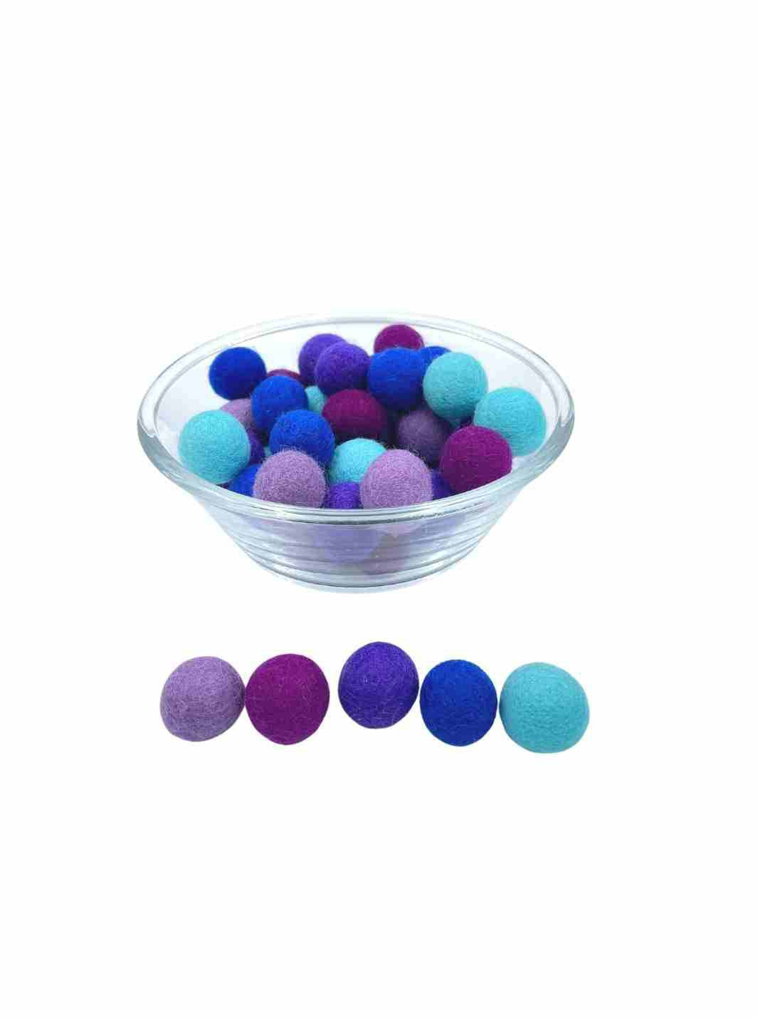 Eco-Friendly Craft Supplies | Wool Felt Balls - 2.5 cm (Purple Oasis) - Set of 50 | Eco Dog & Cat 