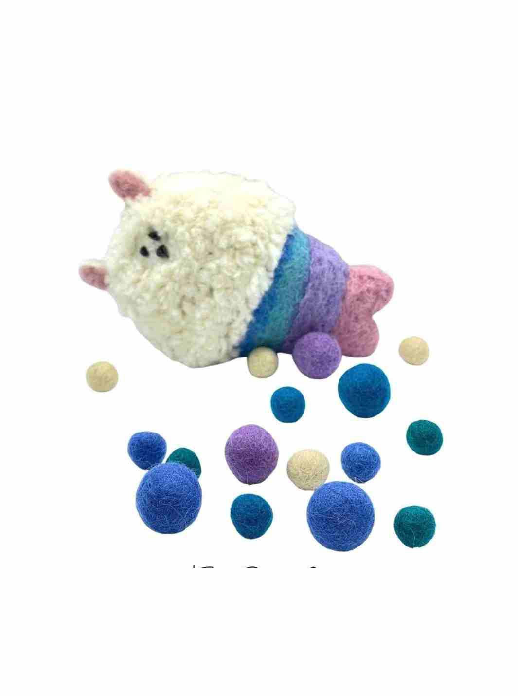 Felt Toys | Eco Cat Toys - Felt Llama Mermaid 🧜‍♀️ - Multi-Coloured | Handmade Toys | Toy Sea Animals | Eco Dog & Cat