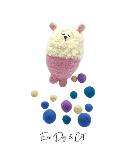 Felt Toys | Eco Cat Toys - Felt Llama Mermaid 🧜‍♀️ - Pink | Handmade Toys | Toy Sea Animals | Eco Dog & Cat