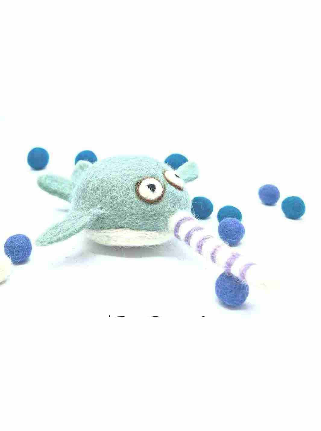 Felt Toys | Eco Cat Toys - Felt Narwhal | Handmade Toys | Toy Sea Animals | Eco Dog & Cat