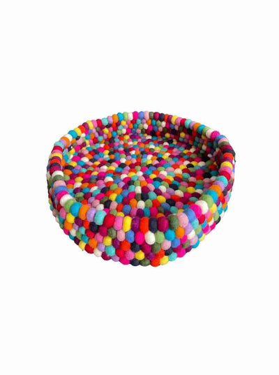 Cat Beds | Cat Baskets | Felt Ball Basket - 40 cm (Rainbow) | Eco Dog & Cat