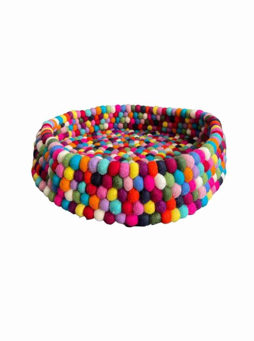Felt Ball Basket - 40 cm (Rainbow)
