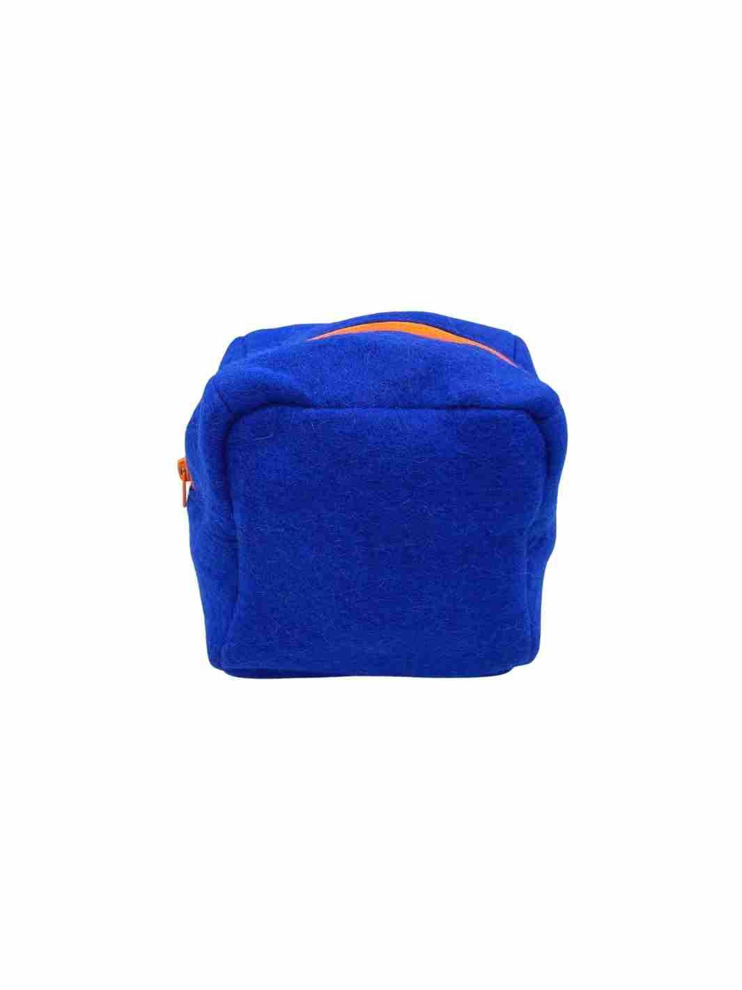 Eco Storage | Felt Cube Zipper Pouch (Blue and Orange) | Felt Cube Pouch | Felt Pouch | Eco Dog & Cat