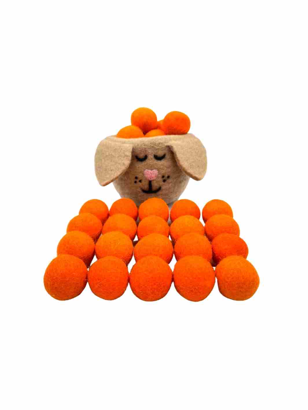 Eco-Friendly Craft Supplies | Wool Felt Balls - 2.5 cm (Orange) | Eco Dog & Cat 